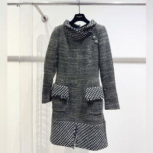 Authentic CHANEL Black and White Tweed Coat